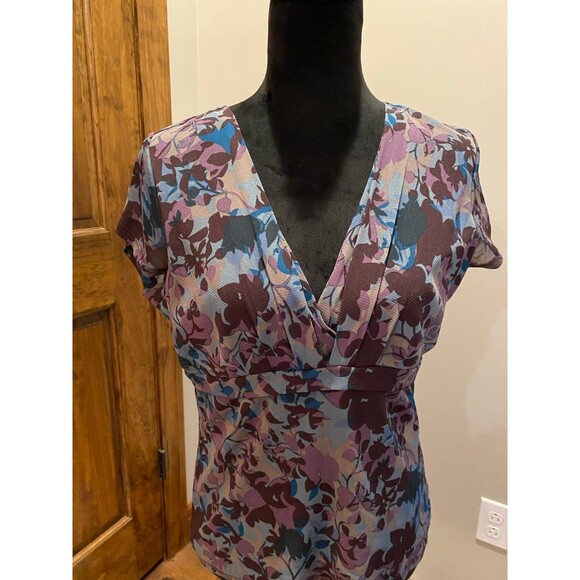 Axcess Womens Cap Sleeved Size Large Lined Blouse Spring Summer Top - Picture 3 of 9